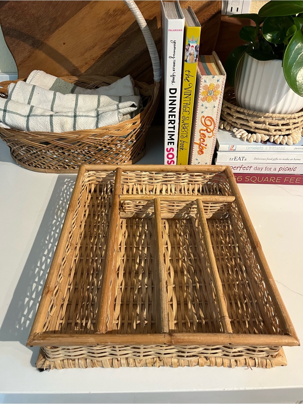Natural Wicker Drawer Organizer Tray